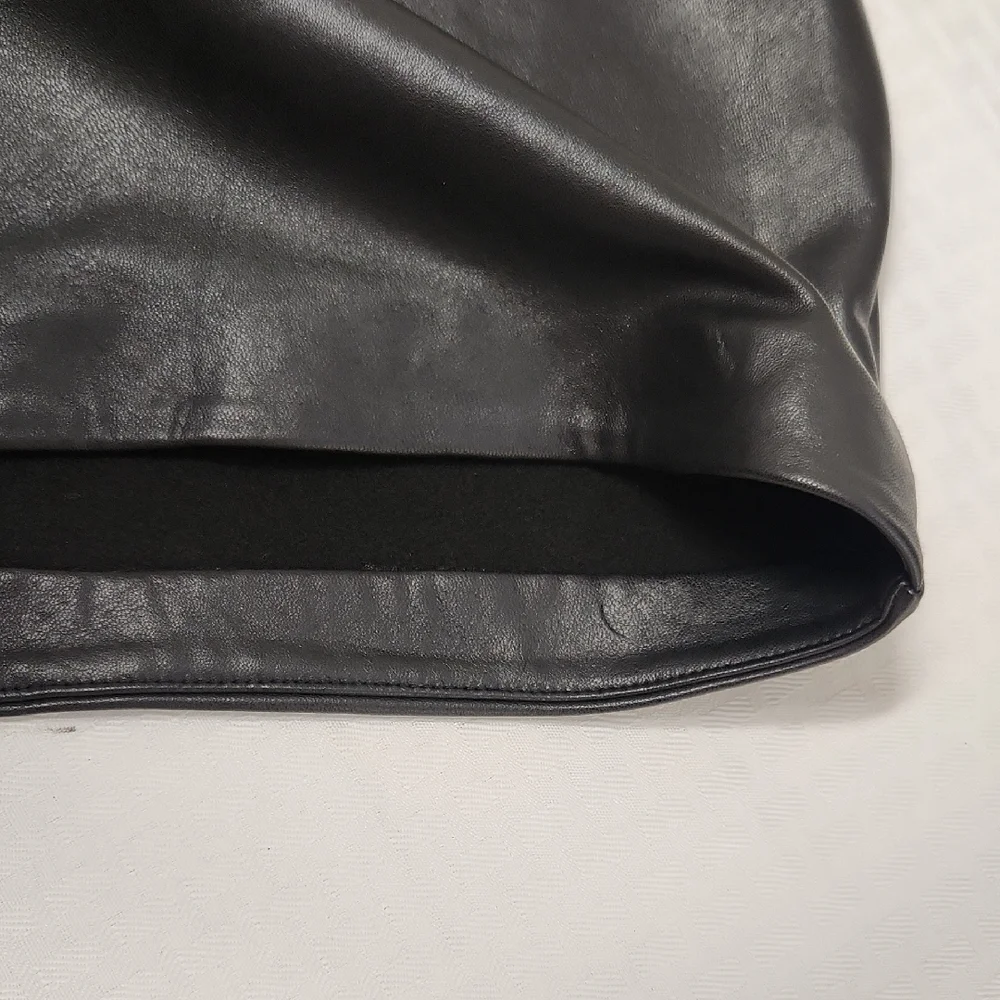 Susana Monaco Black Faux Leather Strapless Mini Dress Size M.  # B12
